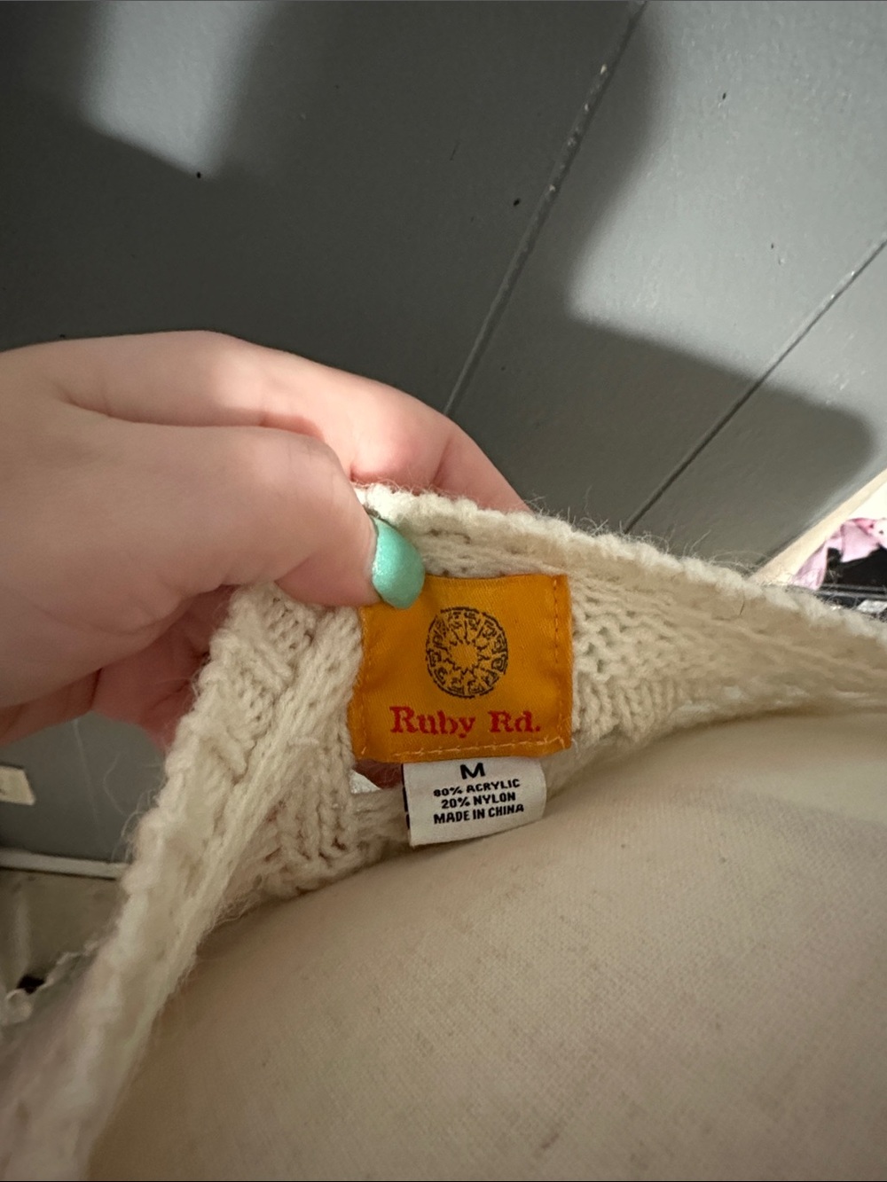 Ruby Rd. Ivory Open-Knit Fringe Pullover - Picture 2 of 6